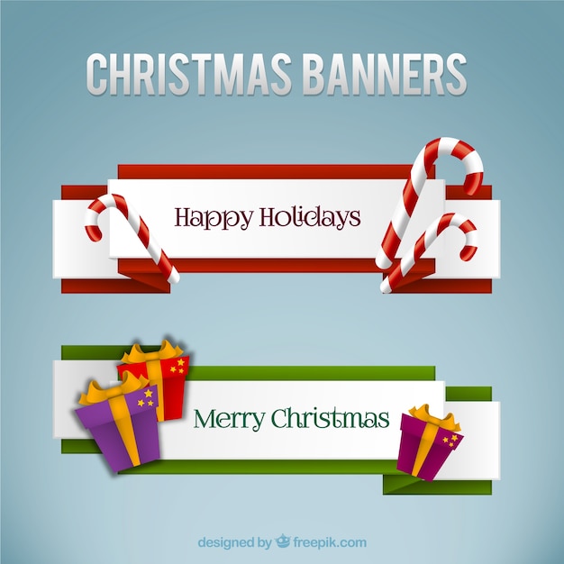 Free Vector  Christmas ribbon banners