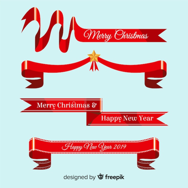 Download Christmas ribbon collection Vector | Free Download