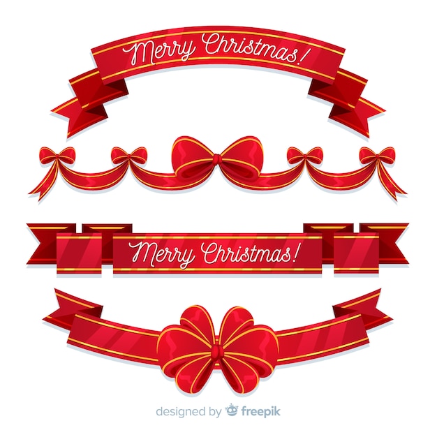 Download Christmas ribbon collection Vector | Free Download