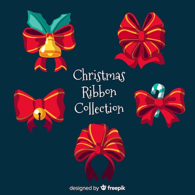 Christmas ribbons collection  Free Vector