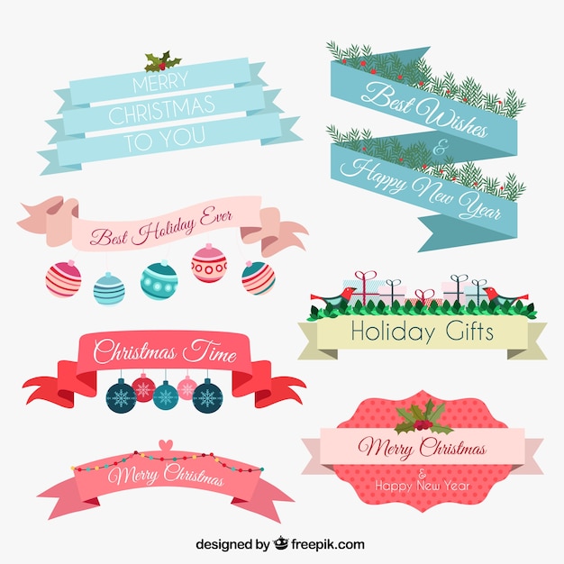 Premium Vector Christmas Ribbons