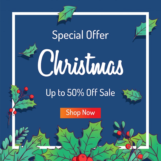 Premium Vector | Christmas sale banner for shopping sale or promo with