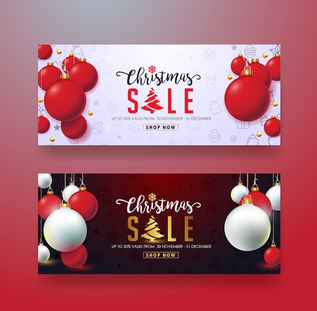 Premium Vector Christmas Sale Banner Template Gift Card Discount Voucher Coupon
