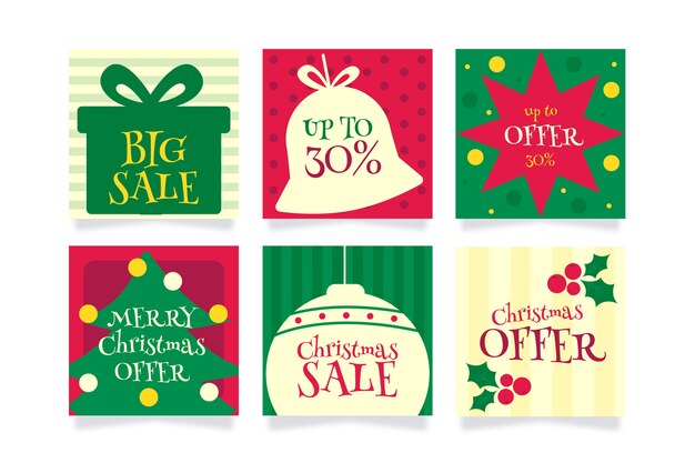 Christmas sale instagram post collection Free Vector
