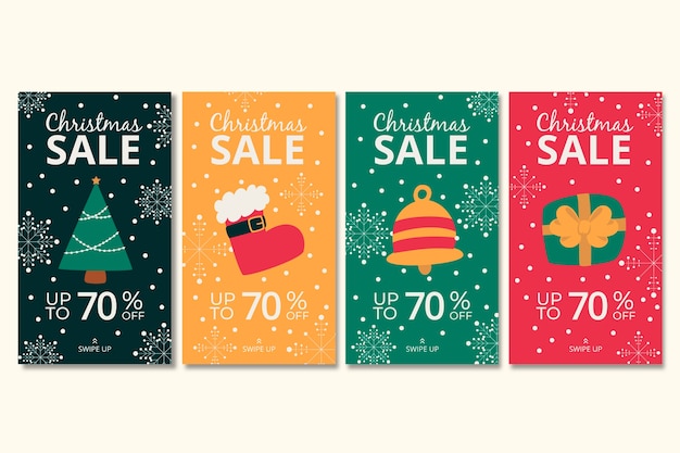 Download Free Vector Christmas Sale Instagram Story Set PSD Mockup Templates