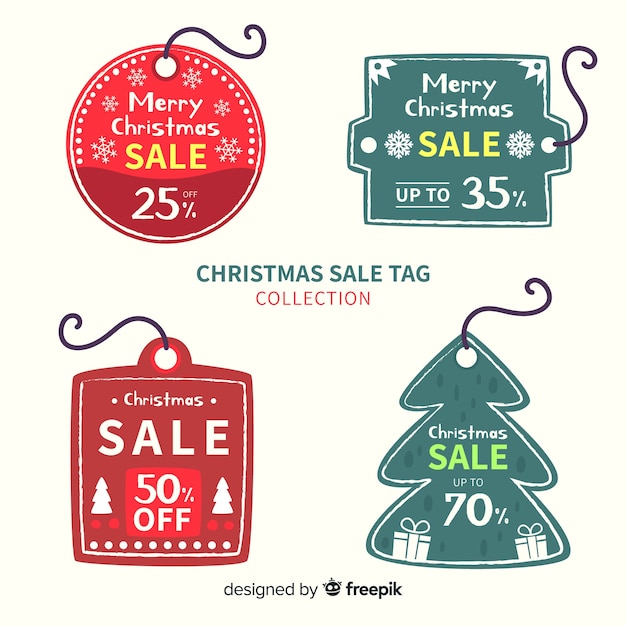 Download Christmas sale label pack Vector | Free Download