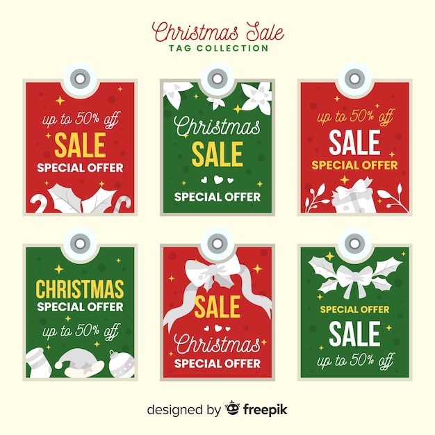 Download Christmas sale label pack | Free Vector