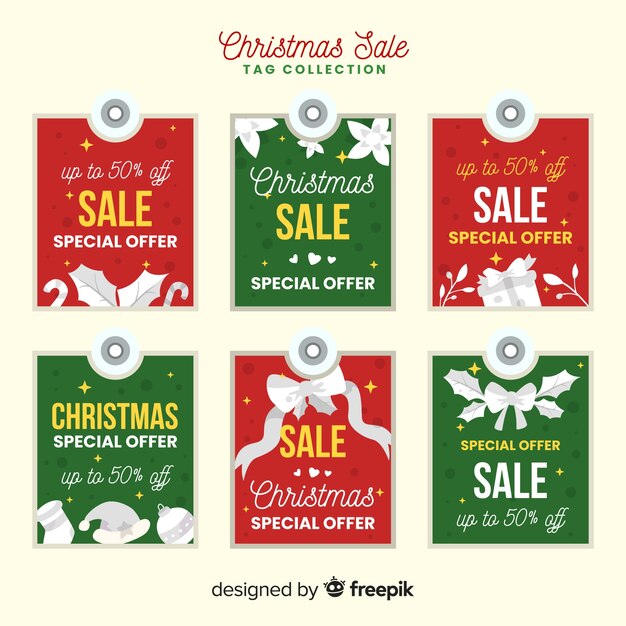 Download Christmas sale label pack | Free Vector