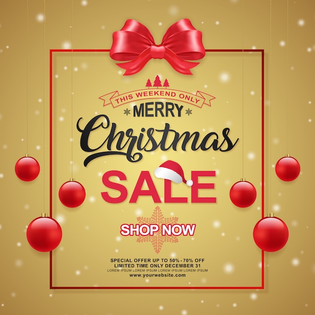 Premium Vector  Christmas sale poster design template