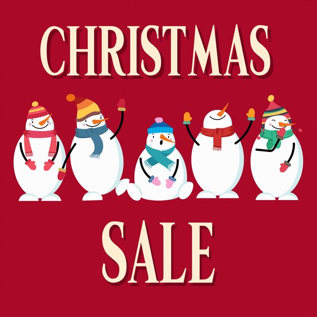 Premium Vector  Christmas sale poster with snowman