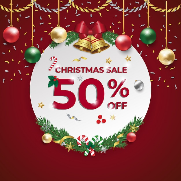 Christmas sale promotional discount sale  Premium Vector