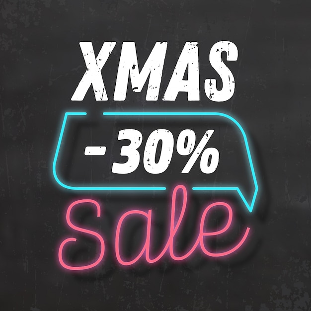 Premium Vector  Christmas sale sign / neon style