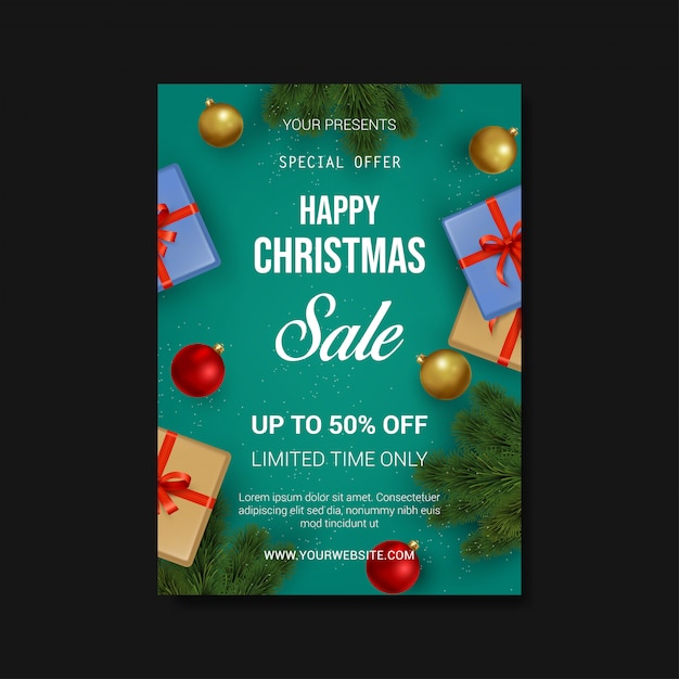 Premium Vector Christmas Sale Simple Modern Flyer Template