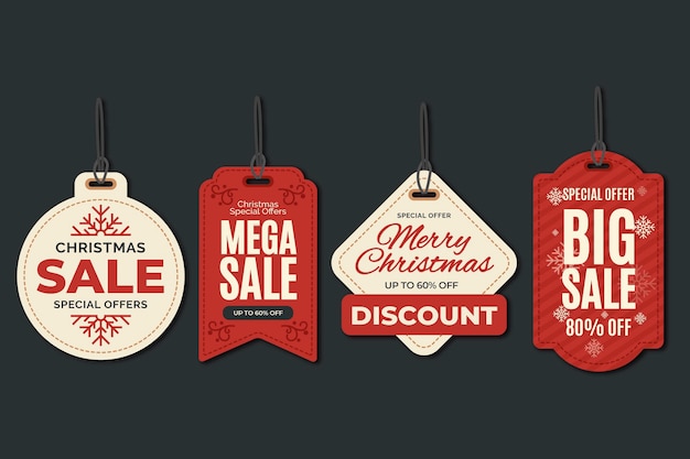 Premium Vector | Christmas sale tag collection in flat design