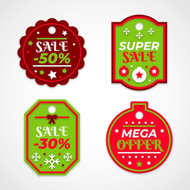 Free Vector | Christmas sale tag collection in paper style