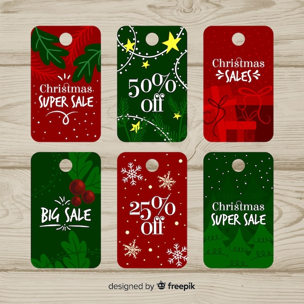 Christmas sale tag collection | Free Vector