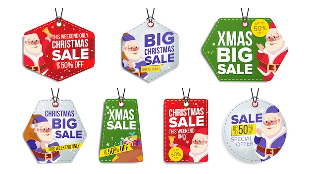 Premium Vector | Christmas sale tags set