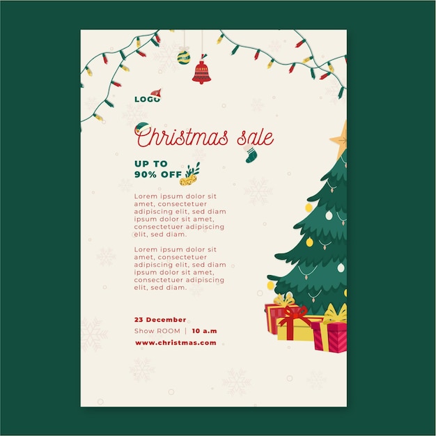 Premium Vector | Christmas sales flyer vertical