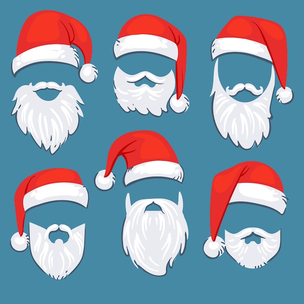 Download Christmas santa claus red hats with white moustache and ...