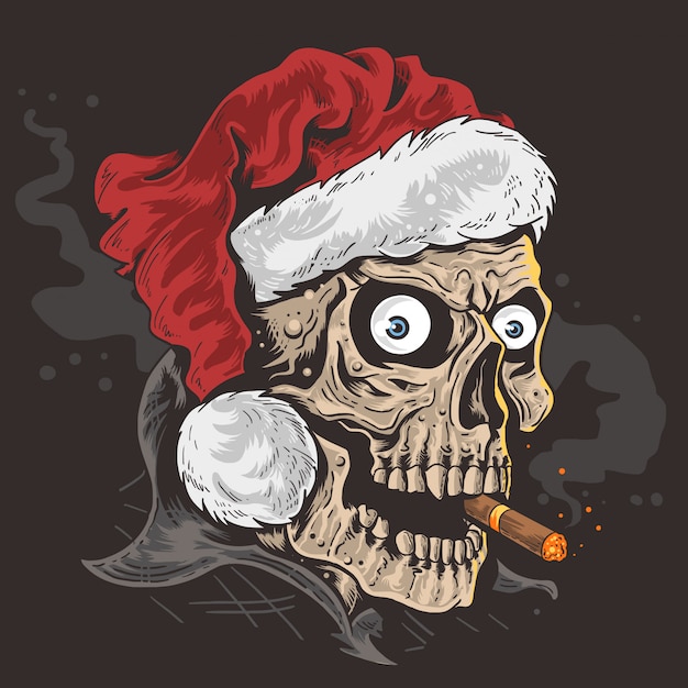 Download Christmas santa claus skull Vector | Premium Download