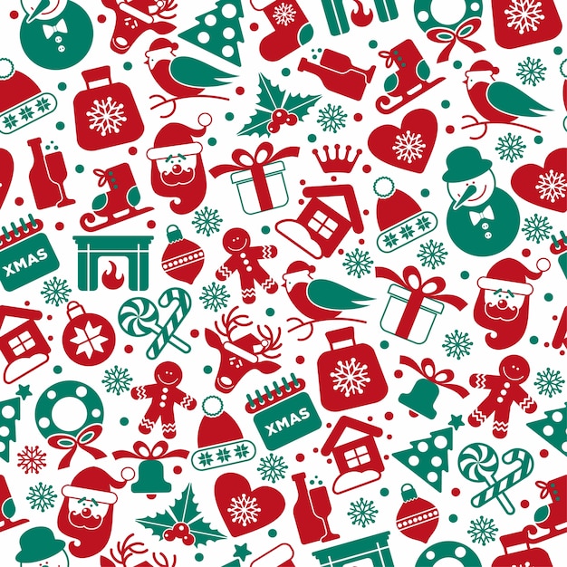 Download Christmas seamless pattern of icons. Vector | Free Download
