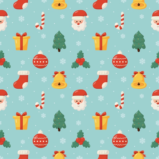 Premium Vector | Christmas seamless pattern isolated on blue background.