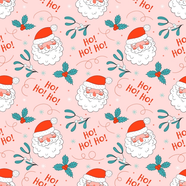 Premium Vector | Christmas seamless pattern with cute santa in doodle ...