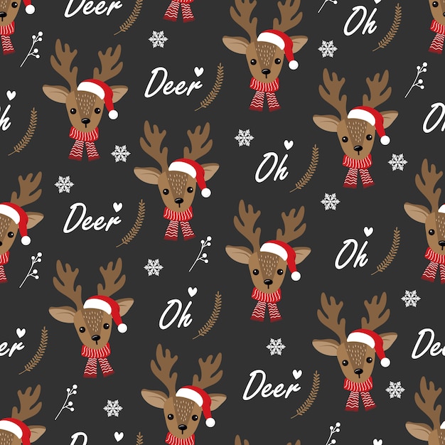 Premium Vector | Christmas seamless pattern with reindeer