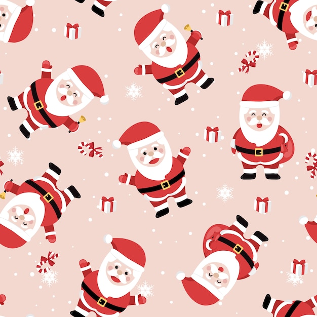 Premium Vector | Christmas seamless pattern with santa background