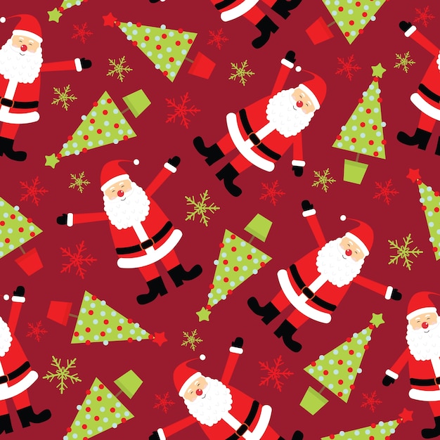 Premium Vector | Christmas seamless pattern with santa claus and xmas ...