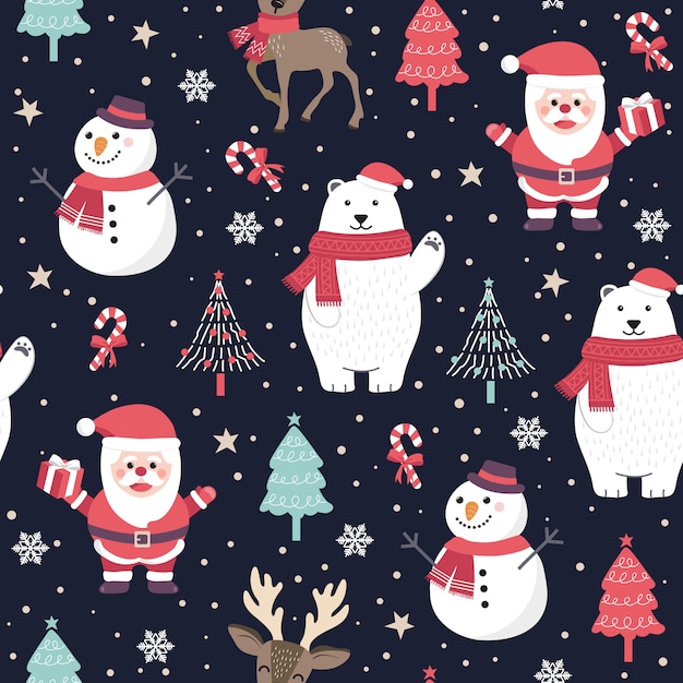 santa and polar bear