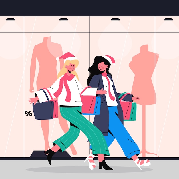 Free Vector | Christmas shopping scene