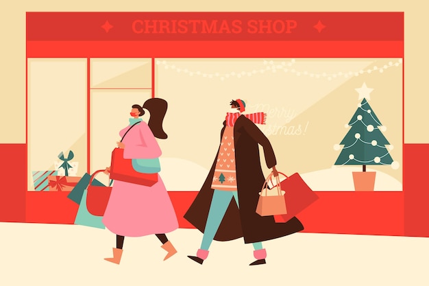 Free Vector | Christmas shopping scene