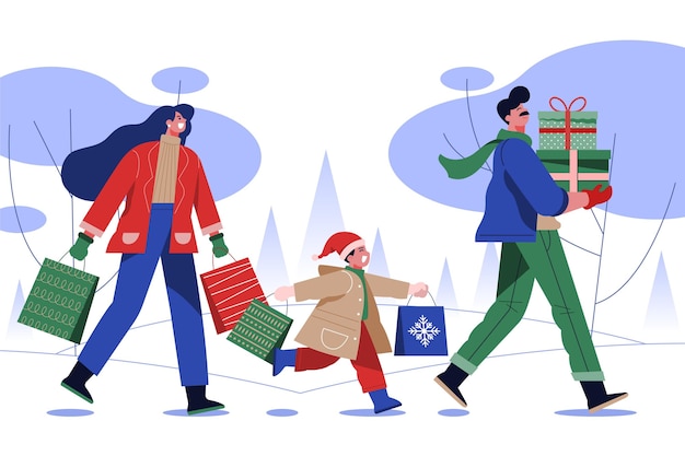 Free Vector | Christmas shopping scene