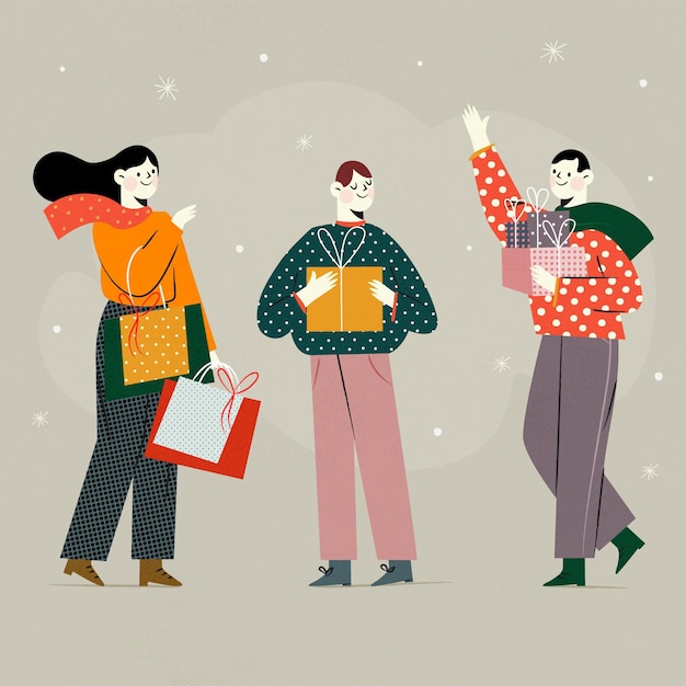 Free Vector | Christmas shopping scene