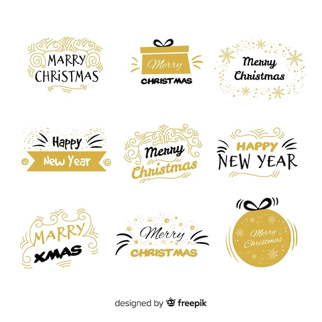 Download Christmas simple label pack Vector | Free Download