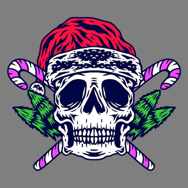 Download Christmas skull art | Premium Vector