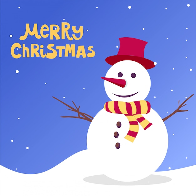 Premium Vector | Christmas snow doll greeting merry christmas