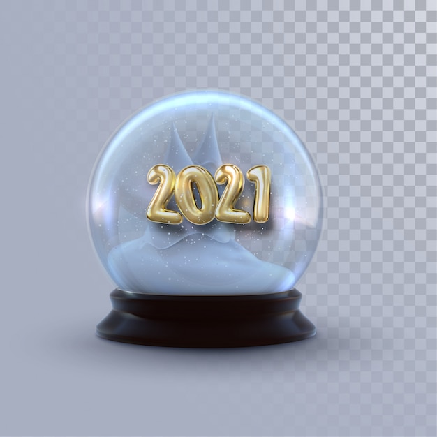 Download Christmas snow globe with golden 2021 numbers isolated on ...