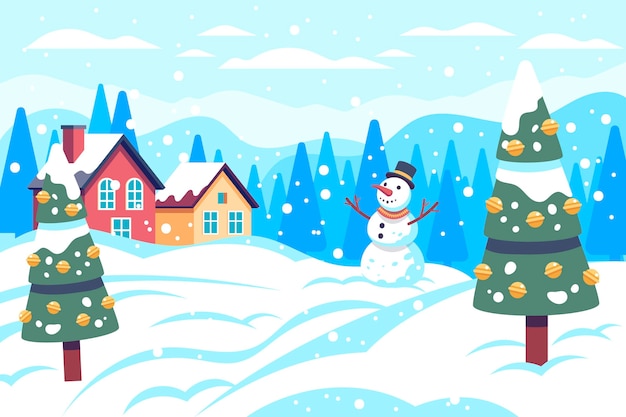 Free Vector | Christmas snow scene