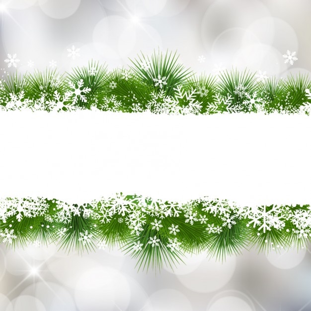 Christmas snowflakes bokeh background with\
leaves