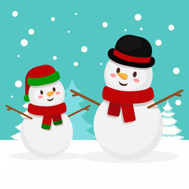 Premium Vector | Christmas snowman family