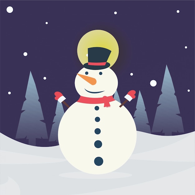 Premium Vector | Christmas snowman isolated on snow background. vector ...