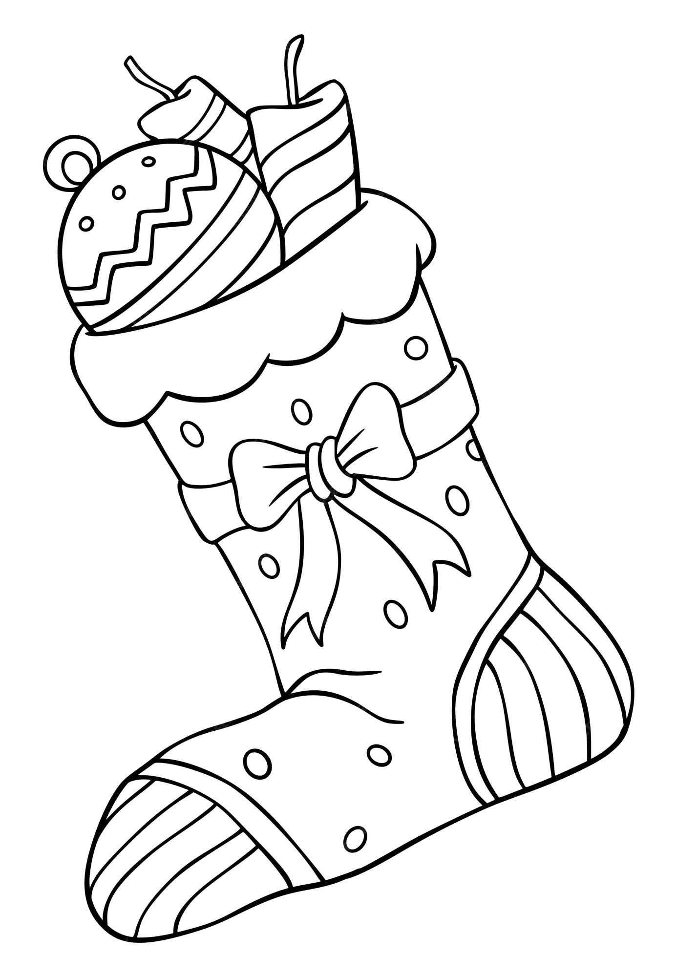 Premium Vector | Christmas sock coloring page