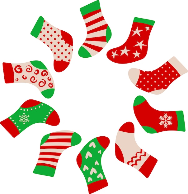 Premium Vector  Christmas socks frame.