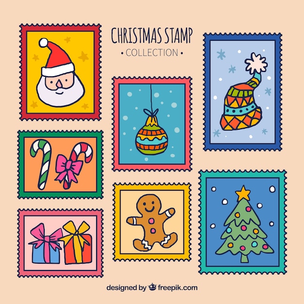Download Christmas stamp collection | Free Vector