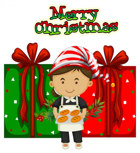 Free Vector Christmas Theme With Chef And Presents