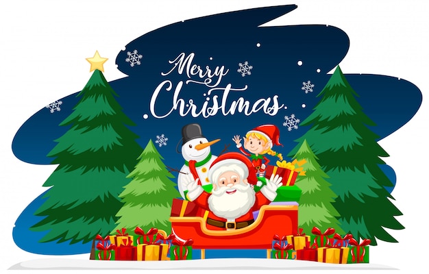 無料のベクター サンタとプレゼントのクリスマステーマ