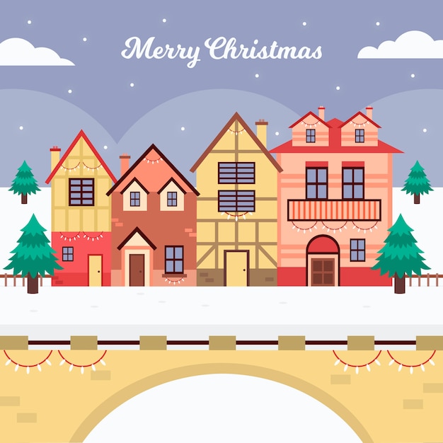 Download Free Vector | Christmas town concept in flat design