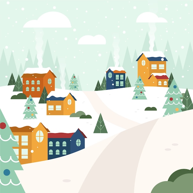 Christmas town concept in hand drawn Vector | Free Download